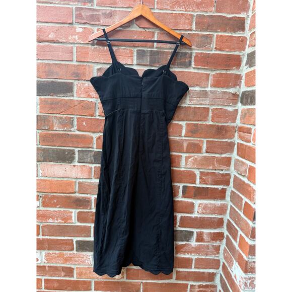 Anthropologie Slim Scalloped Corset Midi Dress Black Size 10 - Picture 9 of 9